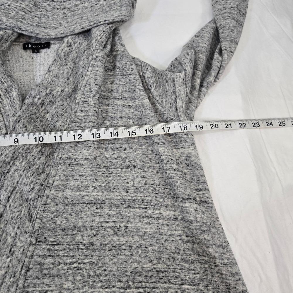 Theory Womens S Gray Shirfa Surfside Cotton Open Front Hooded Cardigan Sweater - Picture 7 of 10